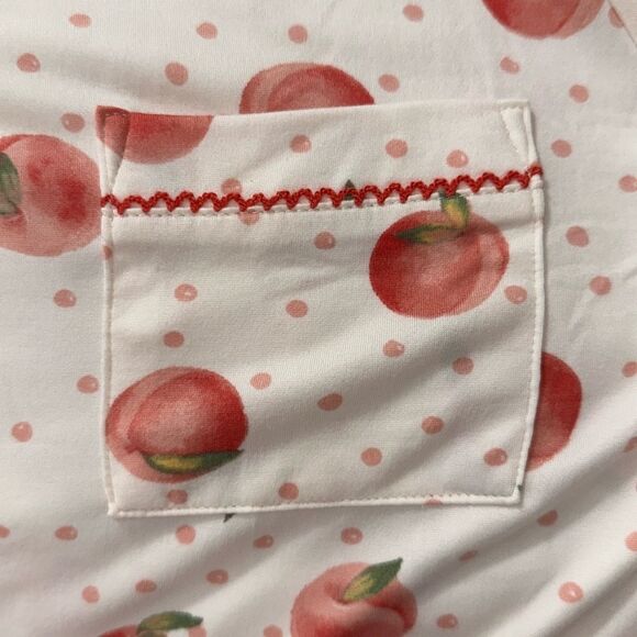 RAE DUNN. XL Blush Pink Peach Notch Collar Short Sleeve Button Top Shorts PJ Set - Picture 7 of 12